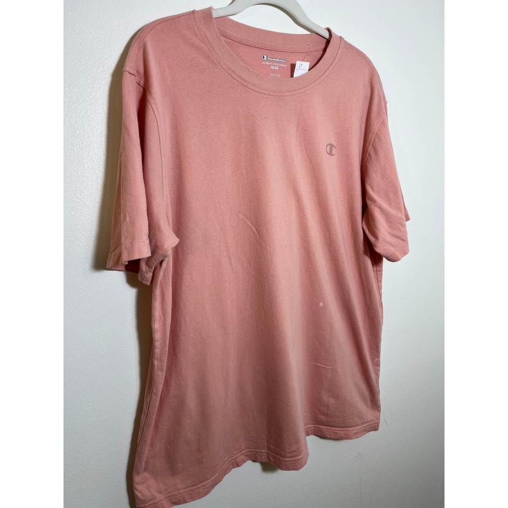 Champion Authentic Athleticwear Mens Salmon Pink Short Sleeve T-Shirt Logo - Picture 2 of 5